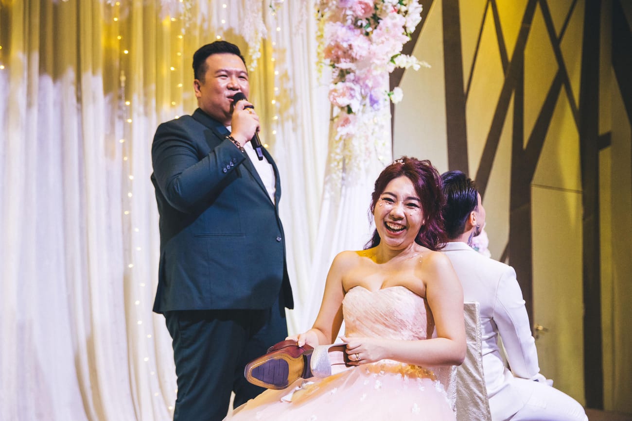 Emcee Dixon with a bride on her wedding day